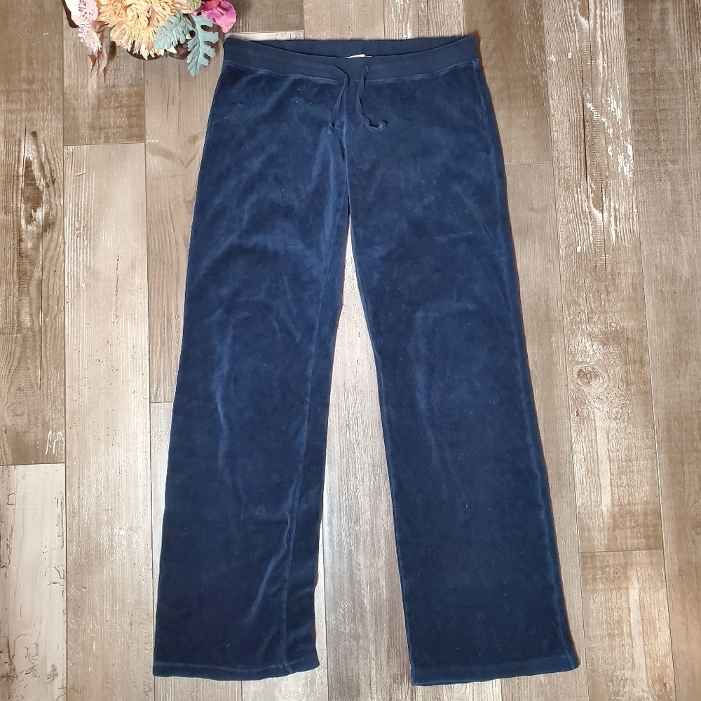 YMI Navy Blue Ribbed Velour Track Pants Joggers Size Small EUC